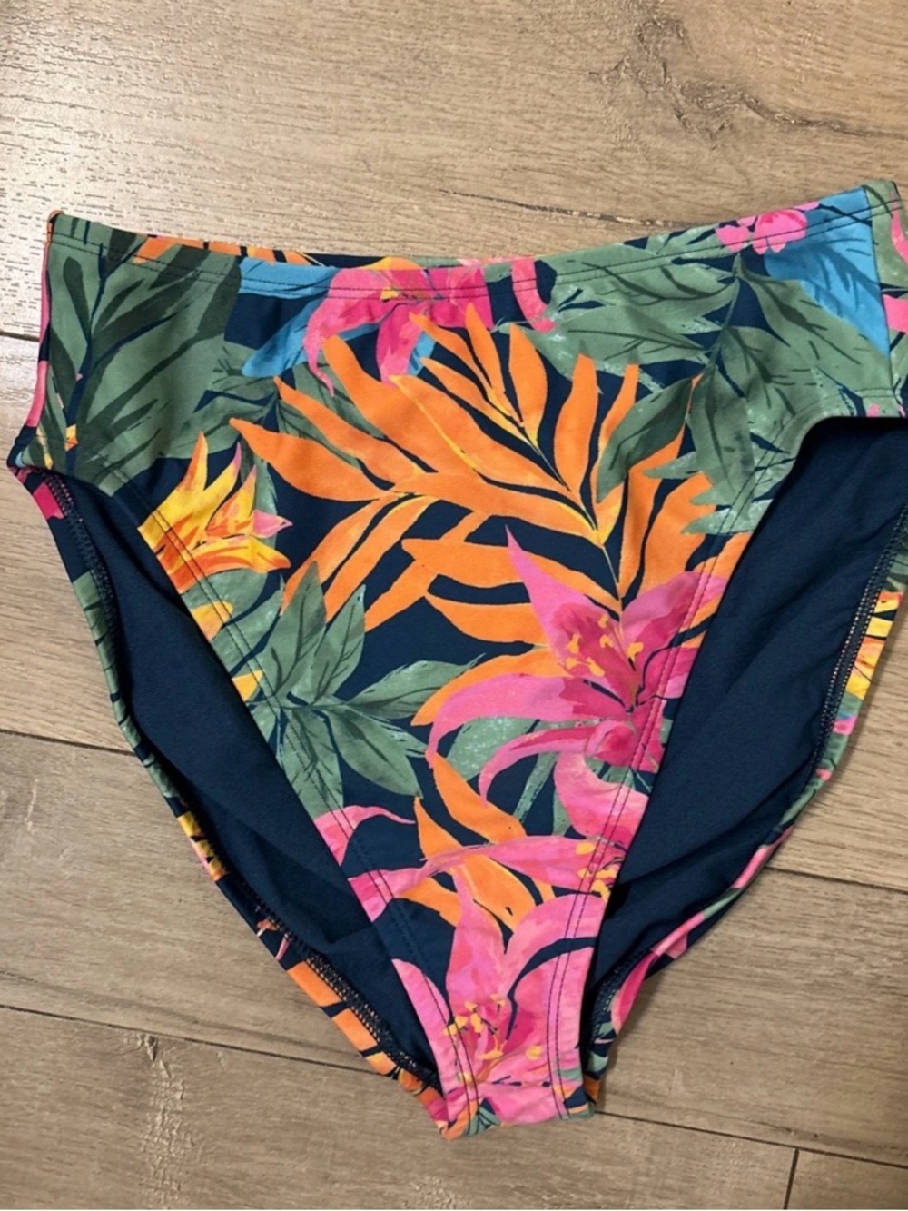 Shade & Shore Tropical Floral Bikini Bottoms in Navy, Pink, Orange, Green
